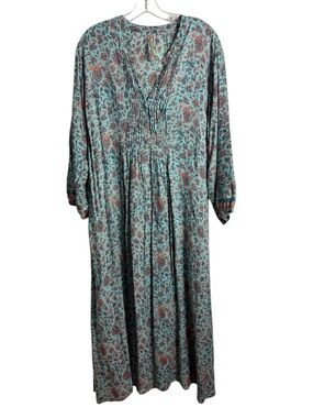 Natalie Martin Blue Orange Floral Maxi Dress Size XL